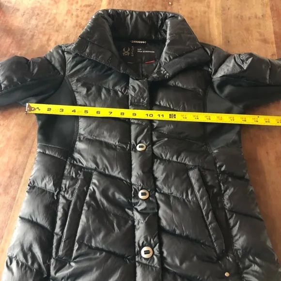 Spyder Jacket Lightweight Button Down Roll Up Puffer Coat in Black