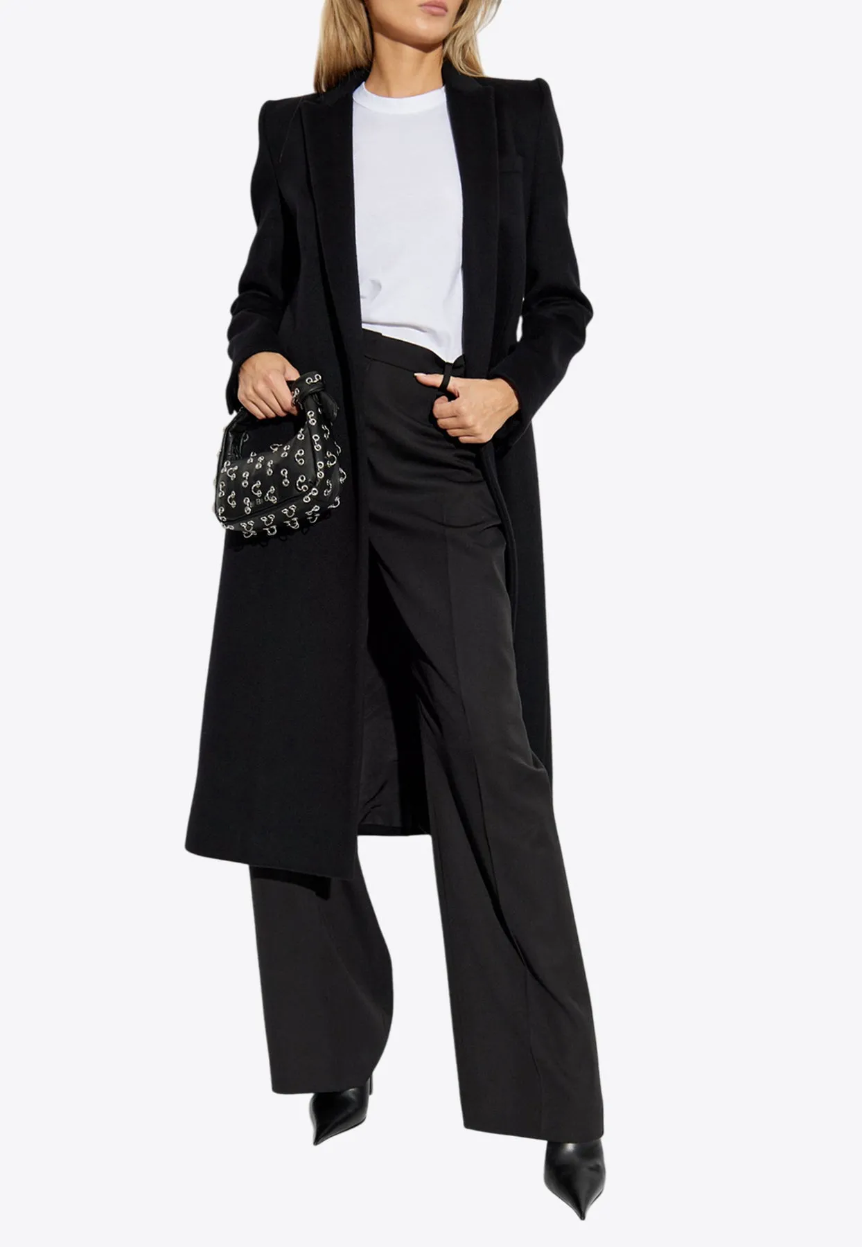 Stacked Shoulder Single-Breasted Coat