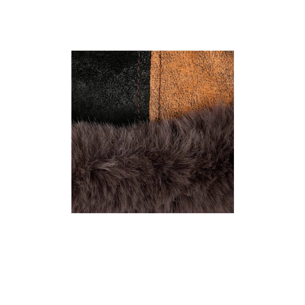 Stetson - Bomber Cap Pig Skin Patchwork - Aviator Beanie - Brown/Black