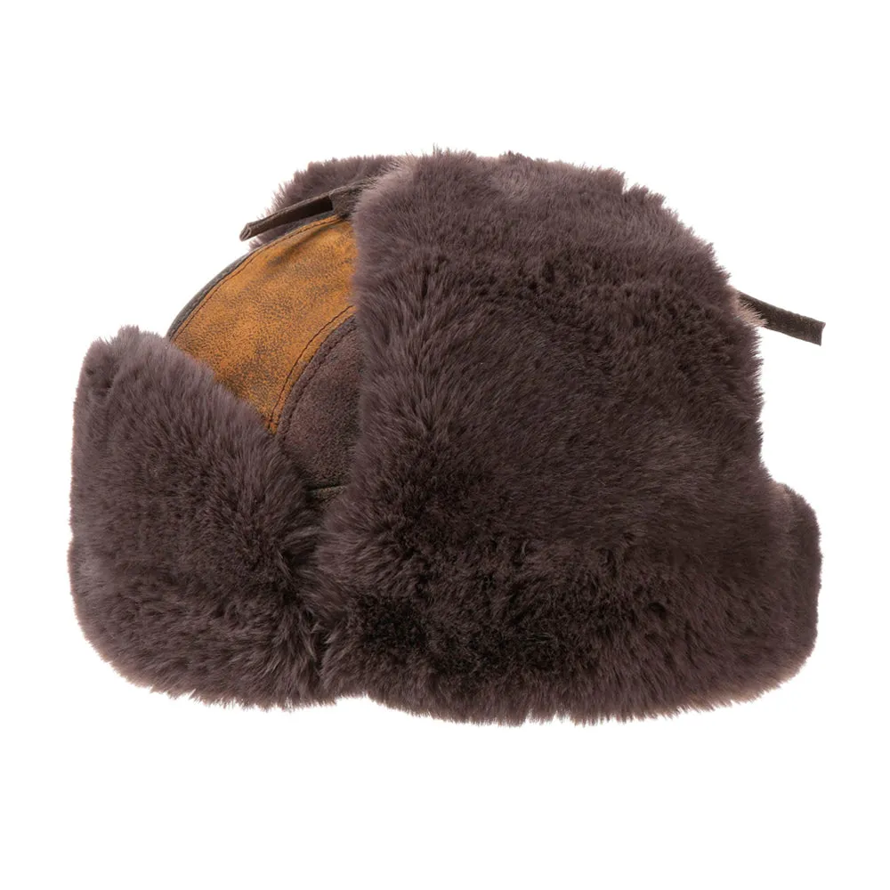 Stetson - Bomber Cap Pig Skin Patchwork - Aviator Beanie - Brown/Black