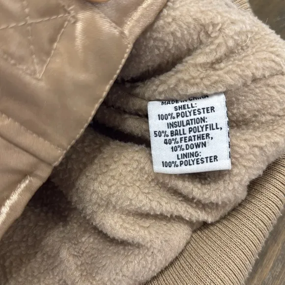 Steve &amp; Barry Double Down Gold Puffer Coat Removable Fur Womens Large Winter Ski