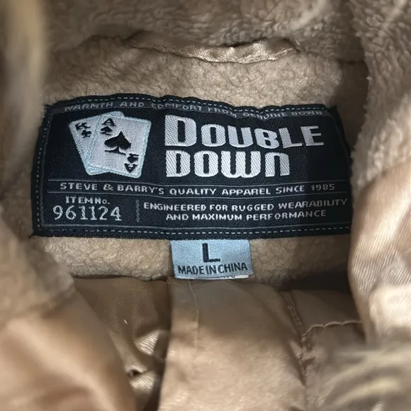 Steve &amp; Barry Double Down Gold Puffer Coat Removable Fur Womens Large Winter Ski
