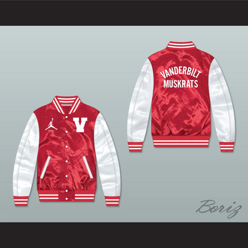 Steve Urkel Vanderbilt Muskrats High School Red/ White Varsity Letterman Satin Bomber Jacket