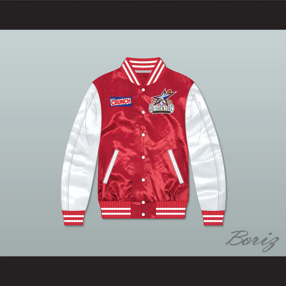 Stripes Rock N' Jock All Star Jam 2002 Red/ White Varsity Letterman Satin Bomber Jacket
