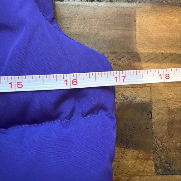 Talbots The Puffer Ruffle Front Vest Womens XS Royal Purple Warm Down Filled NWT