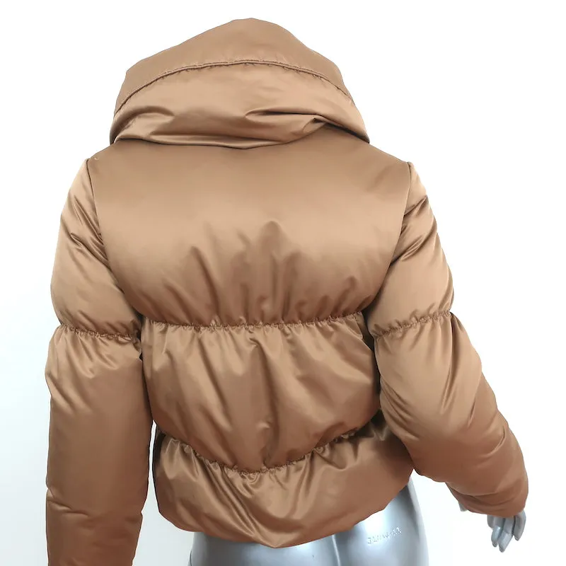 Theory Down Puffer Jacket Keilly Gold Satin Size Petite