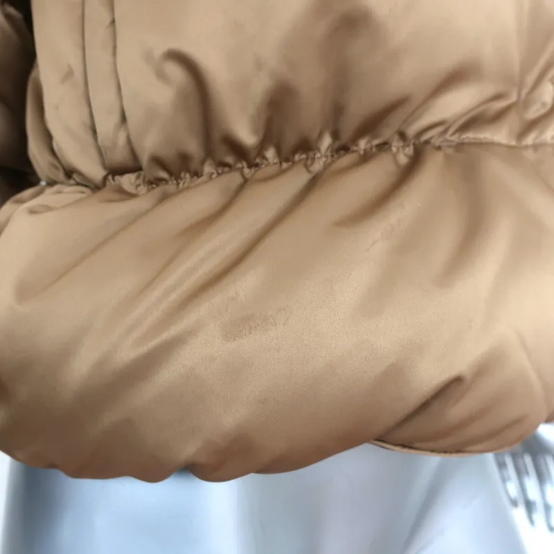 Theory Down Puffer Jacket Keilly Gold Satin Size Petite