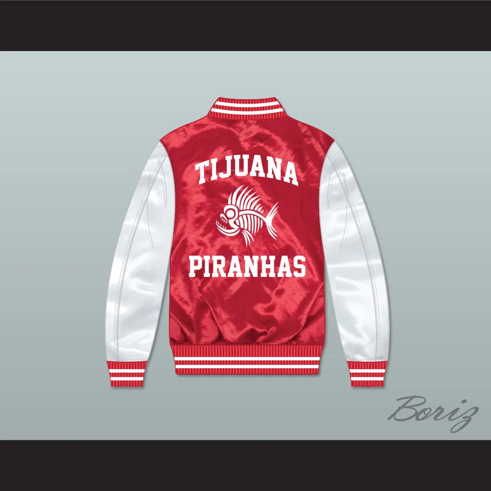 Tijuana Piranhas Mexican Expansion Team Red/ White Varsity Letterman Satin Bomber Jacket