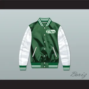 Toronto St Pats Green and White Varsity Letterman Satin Bomber Jacket