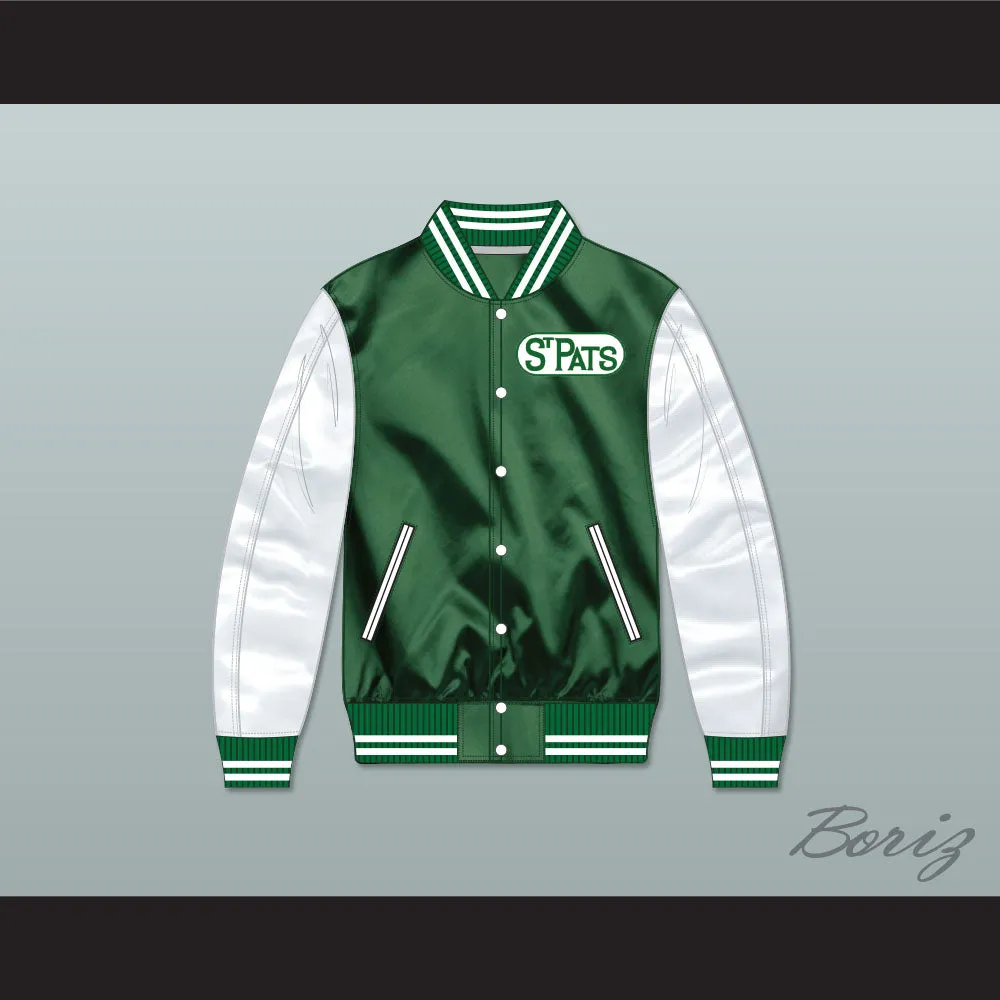 Toronto St Pats Green and White Varsity Letterman Satin Bomber Jacket