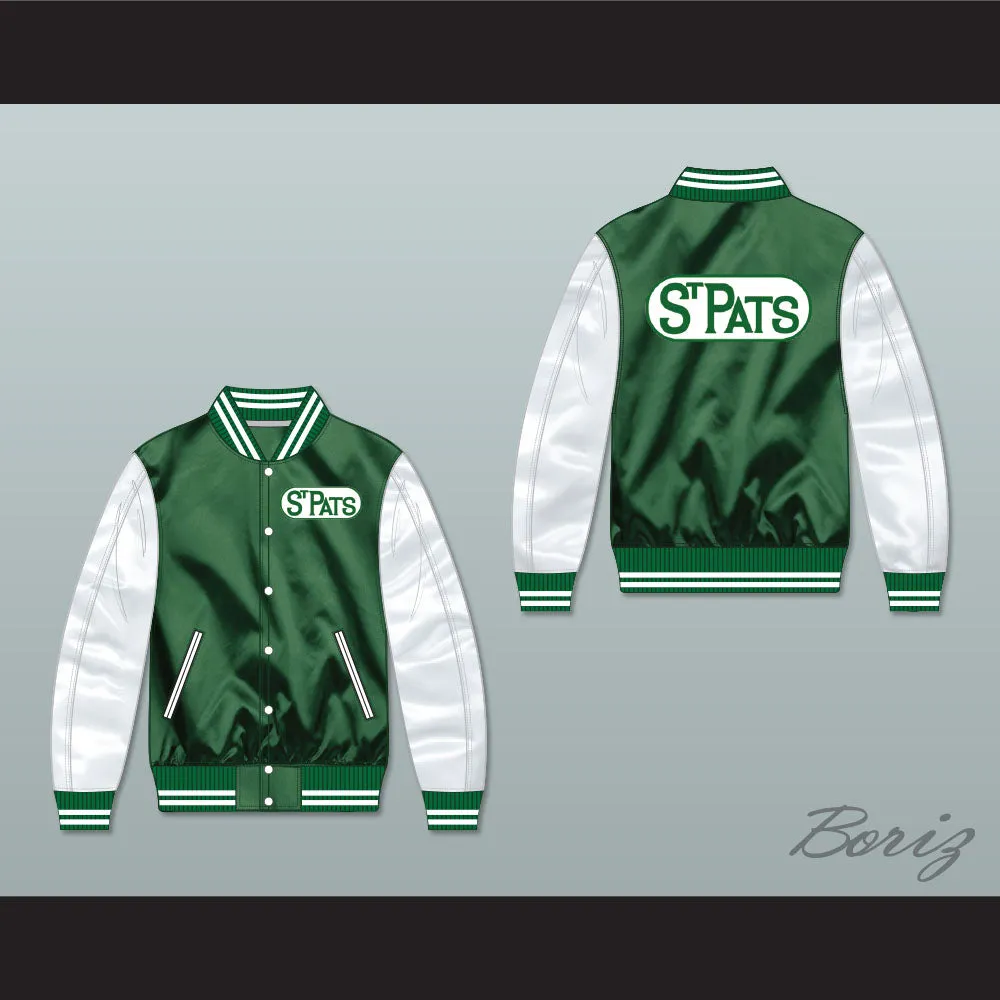 Toronto St Pats Green and White Varsity Letterman Satin Bomber Jacket