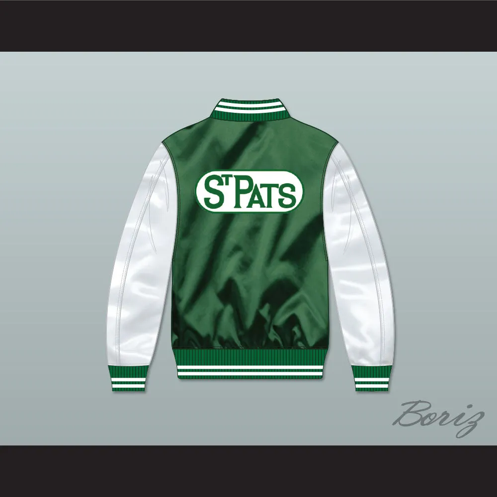 Toronto St Pats Green and White Varsity Letterman Satin Bomber Jacket