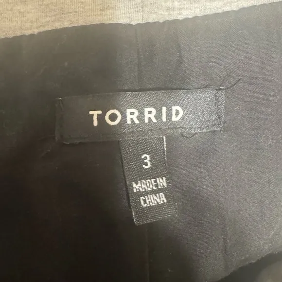 Torrid Black Leather Bomber Jacket with Gray “Hoodie” Accents
