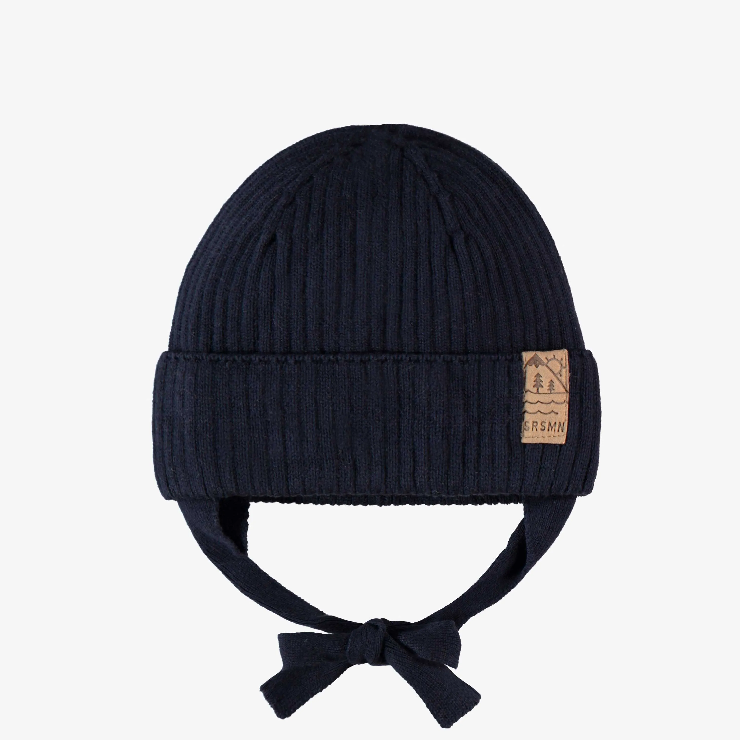 Tuque marine en tricot, bébé || Navy knitted beanie, baby
