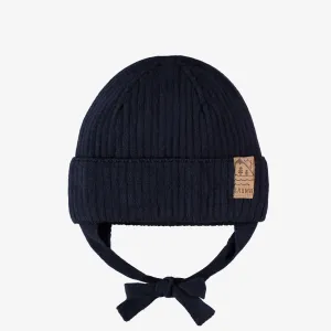 Tuque marine en tricot, bébé || Navy knitted beanie, baby