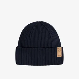 Tuque marine en tricot, enfant || Navy knitted beanie, child