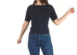 Uniqlo navy blue half sleeve knit top size S