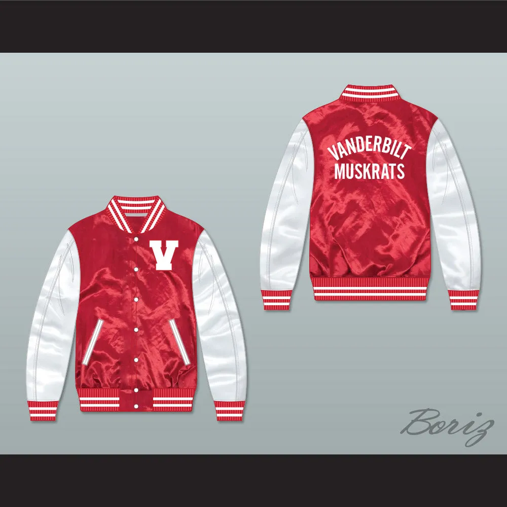 Vanderbilt Muskrats High School Red/ White Varsity Letterman Satin Bomber Jacket