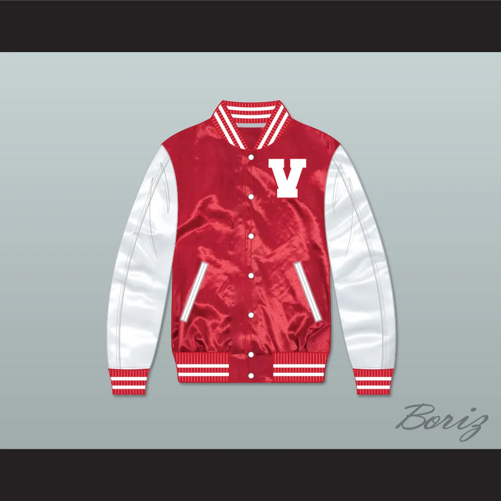 Vanderbilt Muskrats High School Red/ White Varsity Letterman Satin Bomber Jacket
