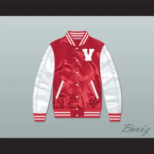 Vanderbilt Muskrats High School Red/ White Varsity Letterman Satin Bomber Jacket