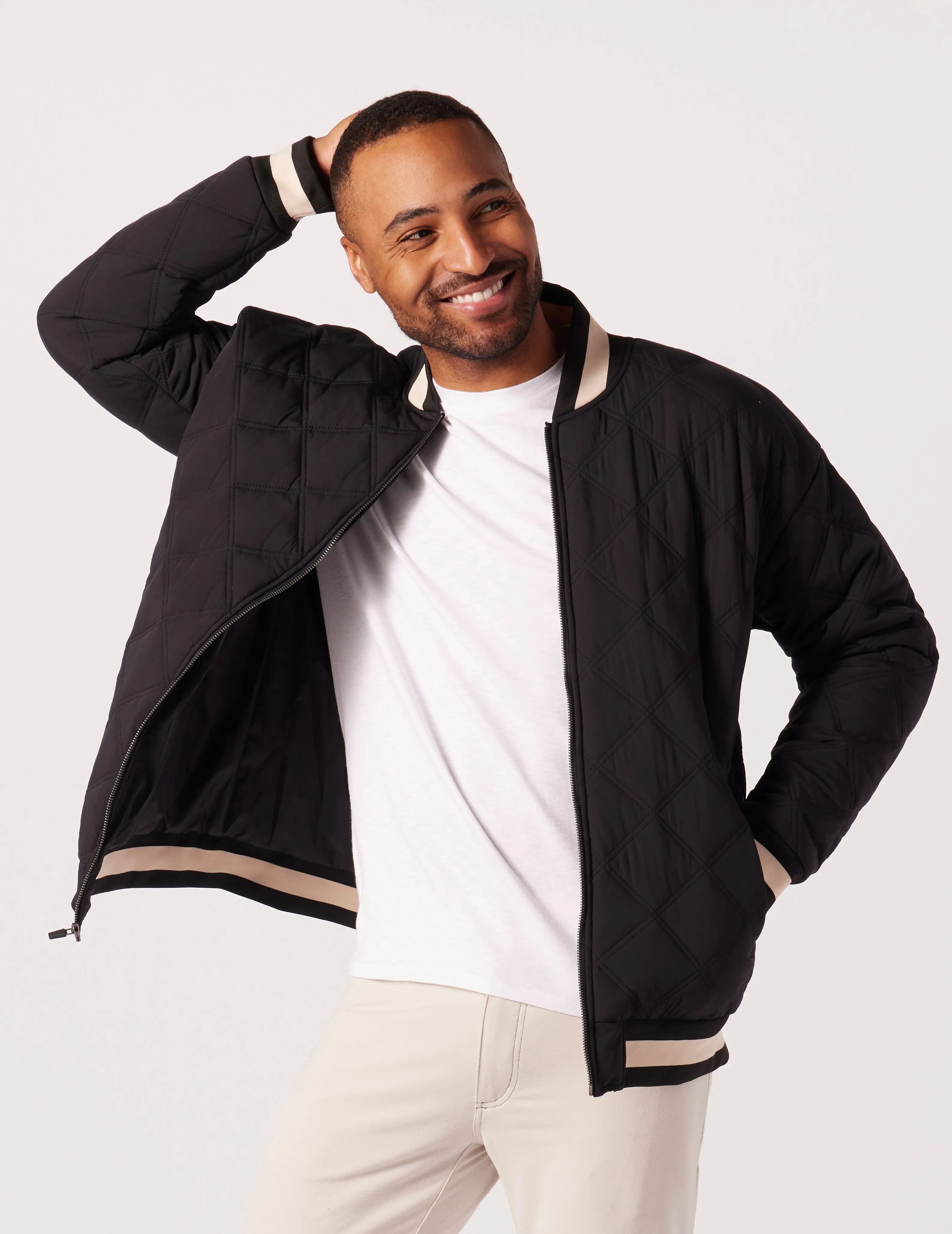 Varsity Jacket: Black/Oatmilk