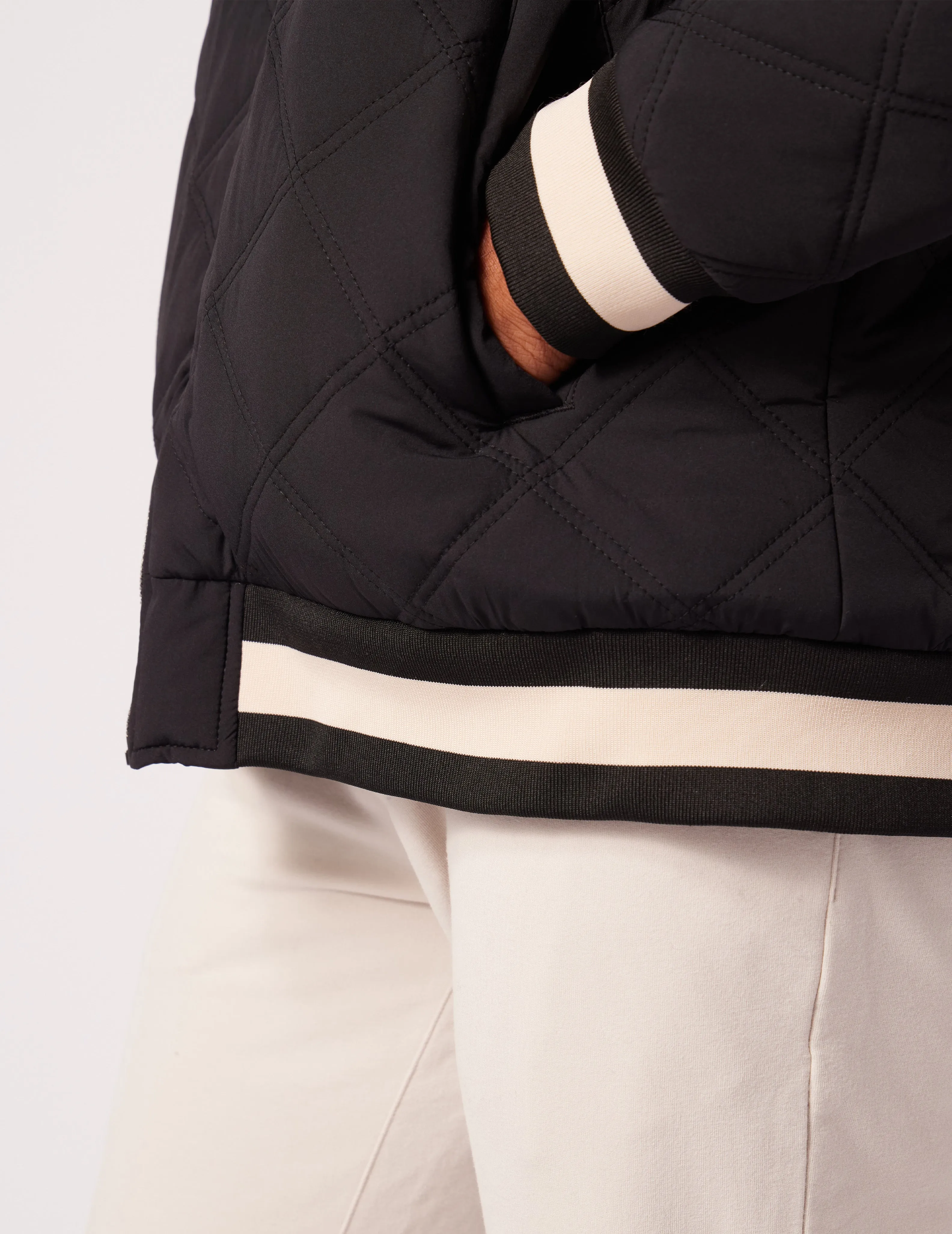 Varsity Jacket: Black/Oatmilk