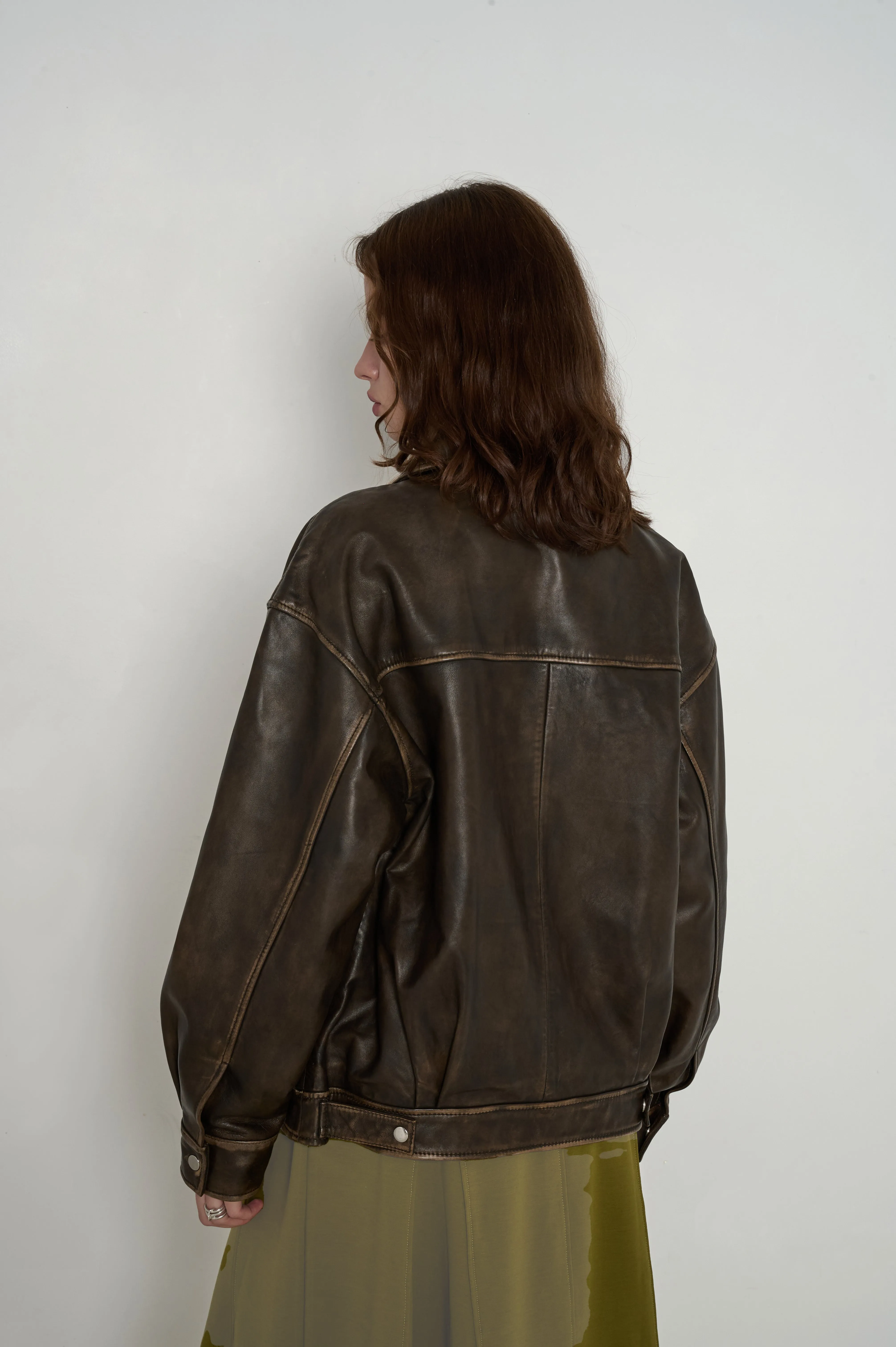 Veda Marco Oversized Leather Bomber Pitstop