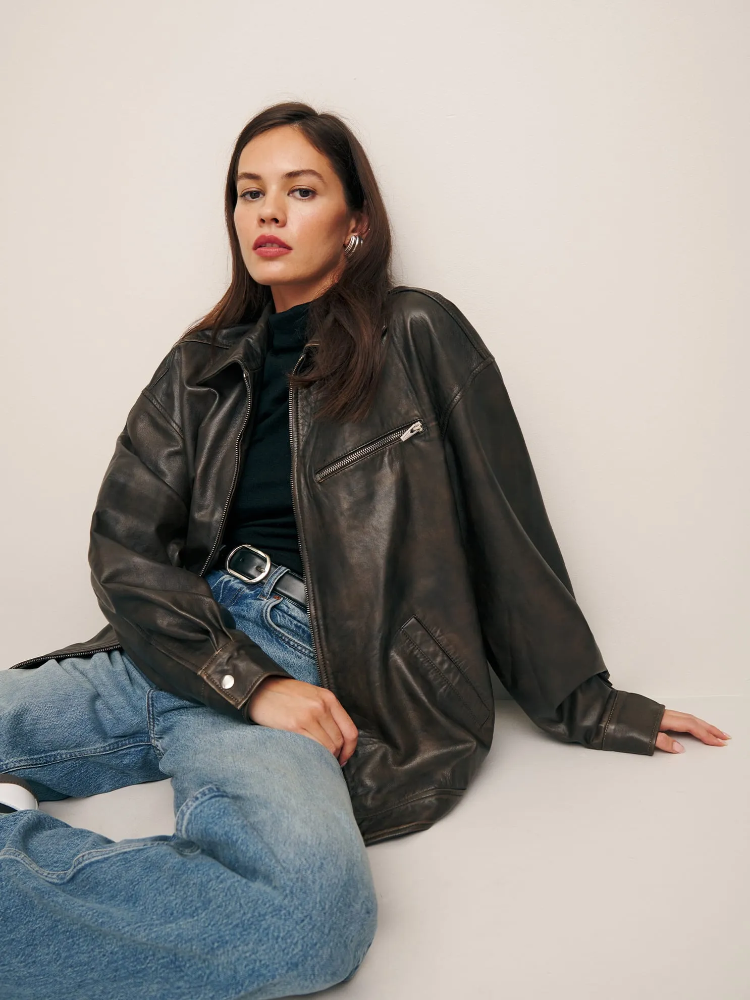 Veda Marco Oversized Leather Bomber Pitstop