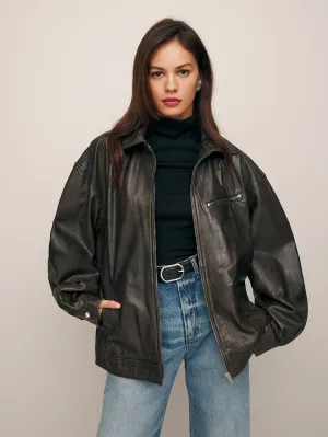 Veda Marco Oversized Leather Bomber Pitstop