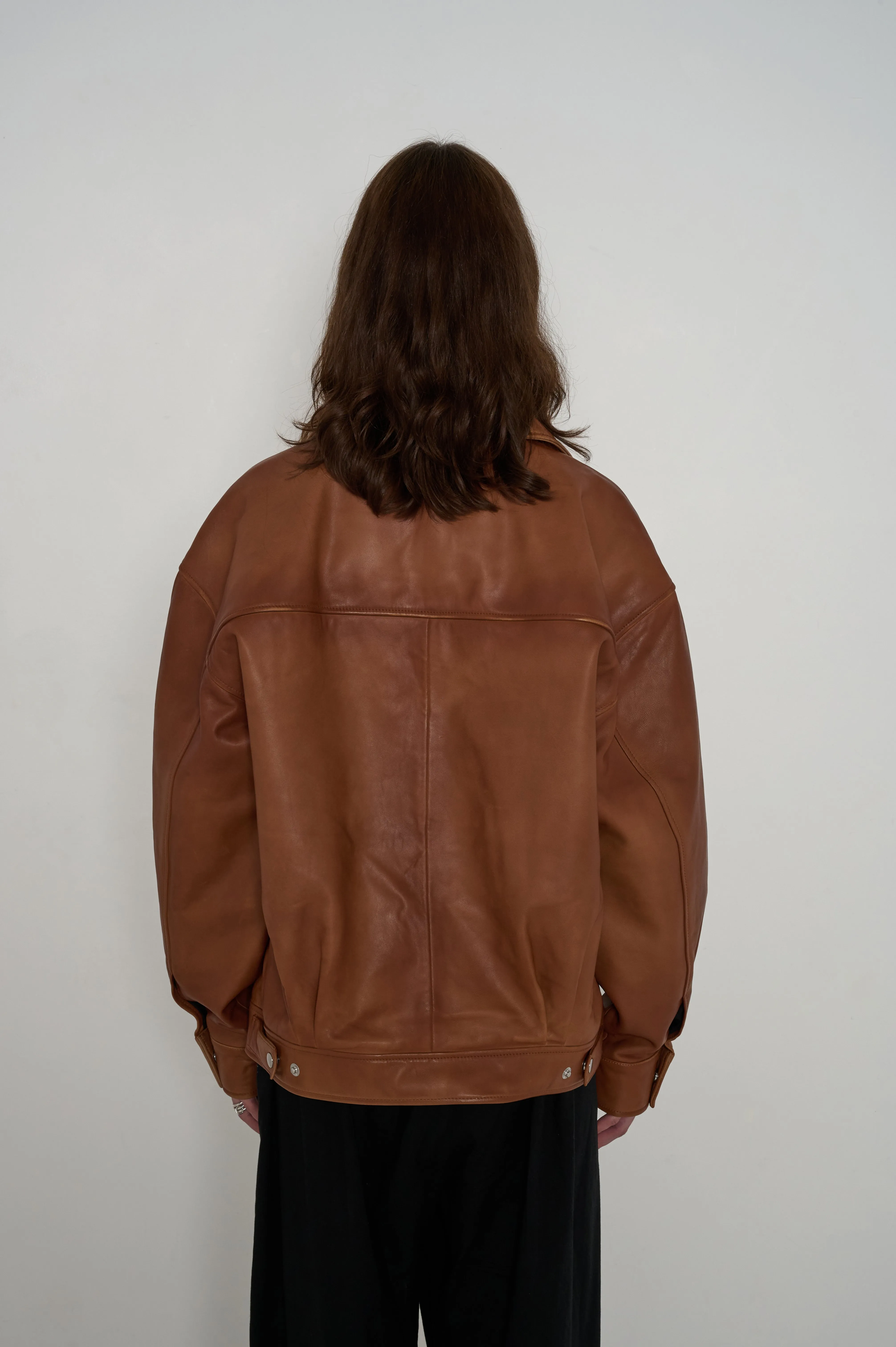 Veda Marco Oversized Leather Bomber Sienna