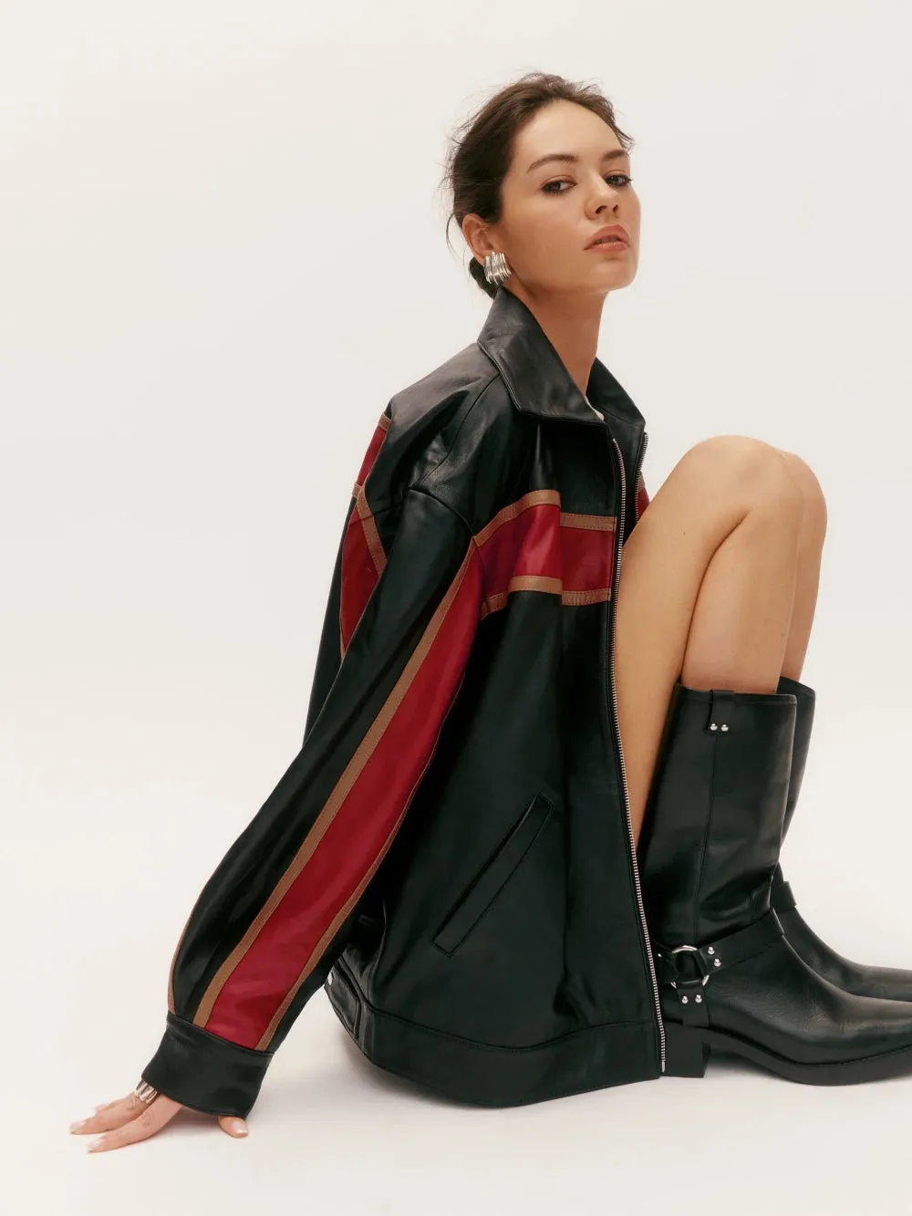 Veda x Ref Marco Leather Bomber Sunset Stripe
