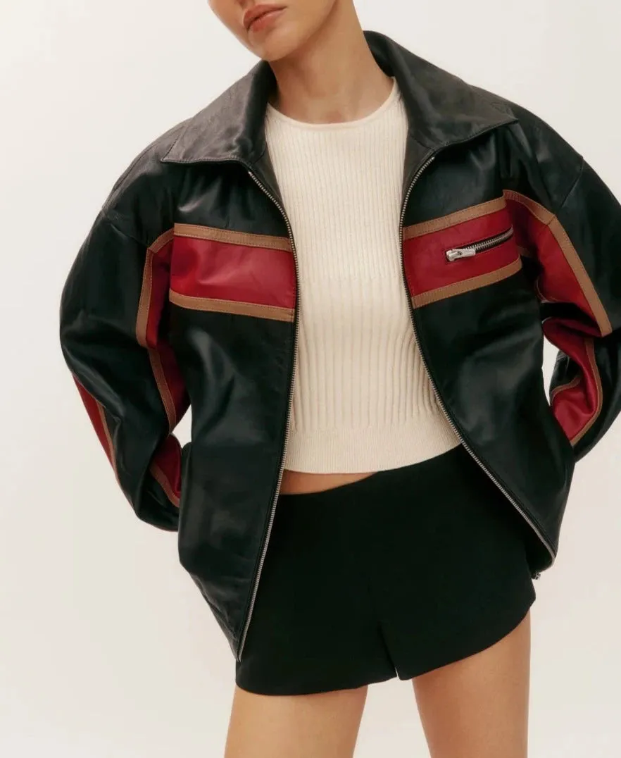 Veda x Ref Marco Leather Bomber Sunset Stripe