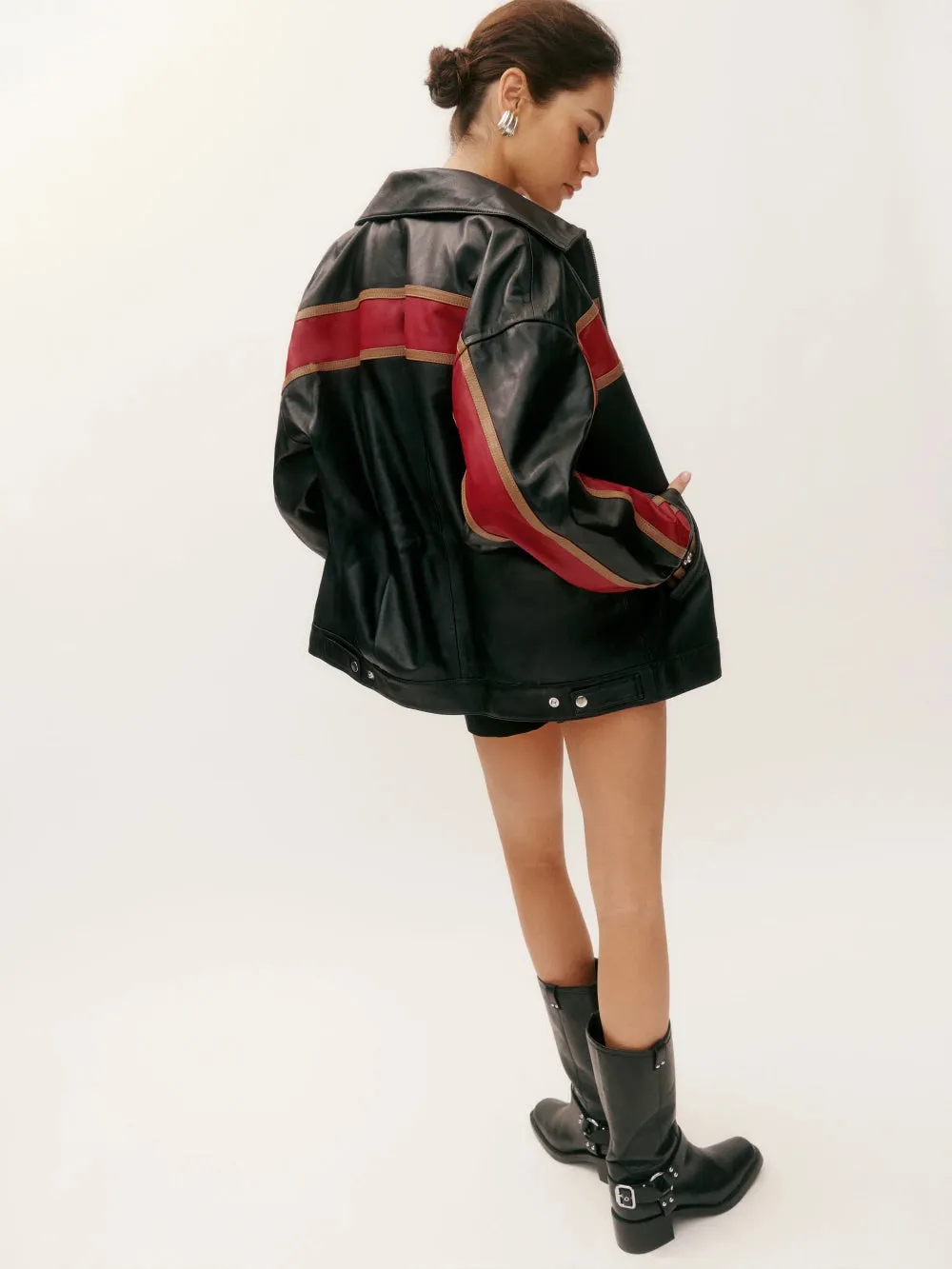 Veda x Ref Marco Leather Bomber Sunset Stripe