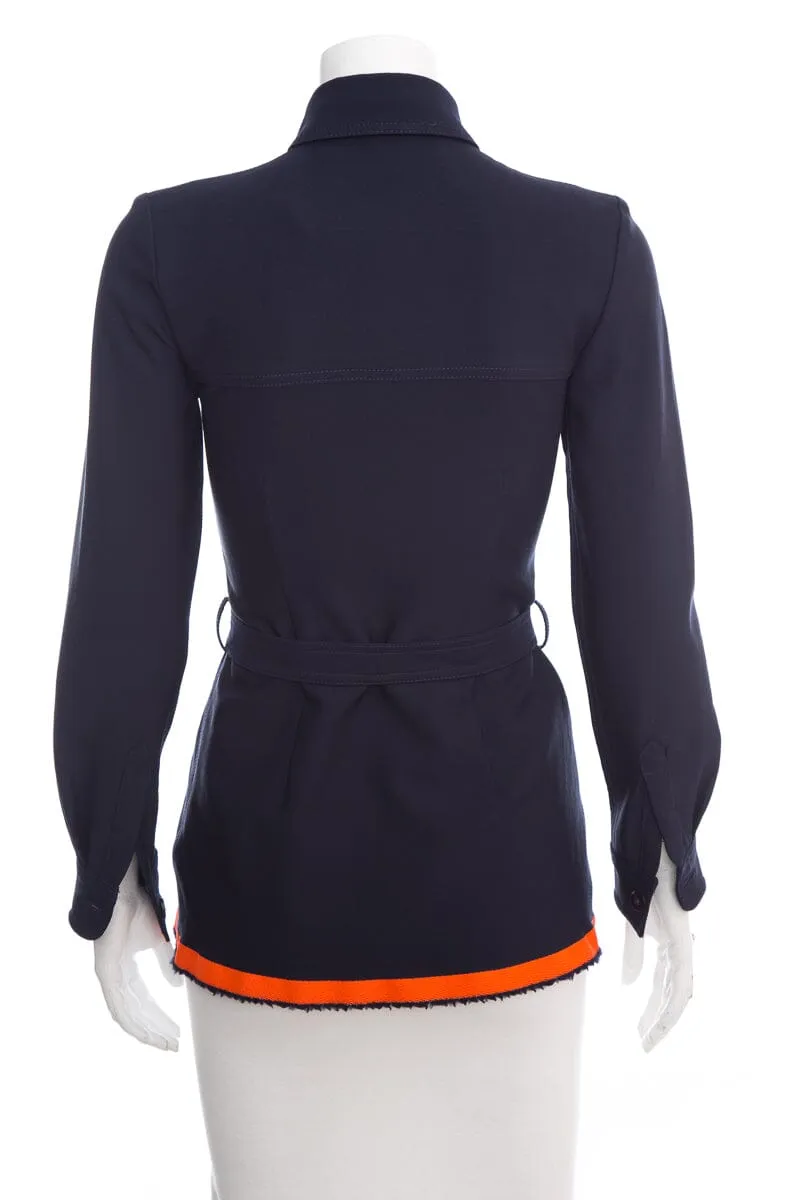 Victoria Beckham Navy Button-Up Jacket SZ 0