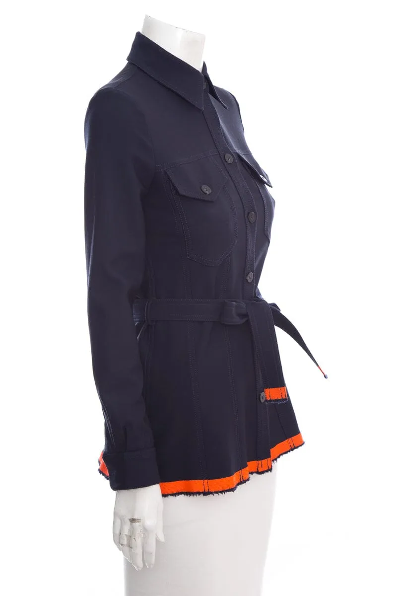 Victoria Beckham Navy Button-Up Jacket SZ 0