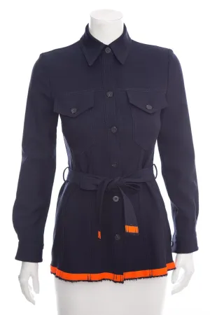 Victoria Beckham Navy Button-Up Jacket SZ 0