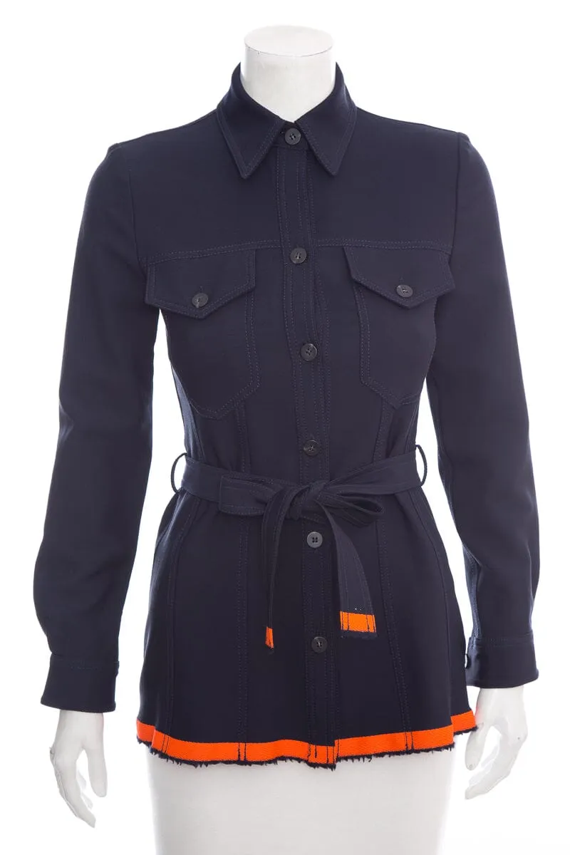 Victoria Beckham Navy Button-Up Jacket SZ 0