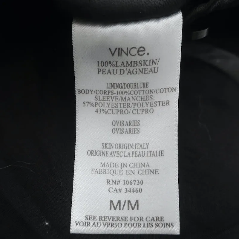 Vince Leather Bomber Jacket Black Size Medium