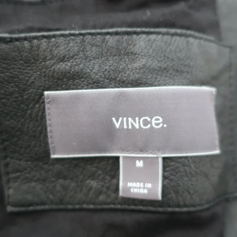 Vince Leather Bomber Jacket Black Size Medium