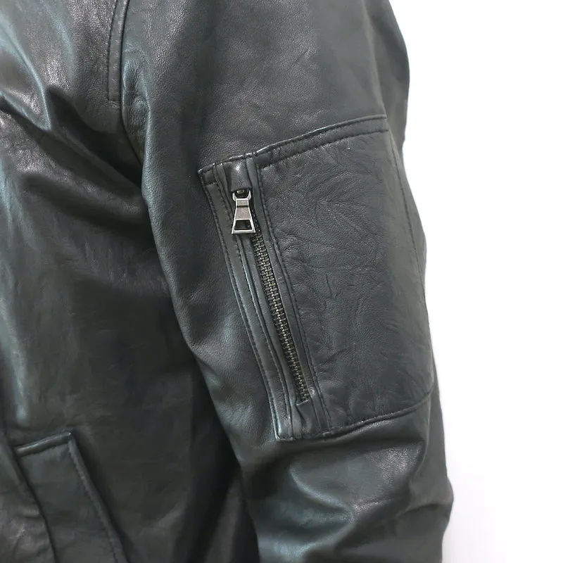 Vince Leather Bomber Jacket Black Size Medium