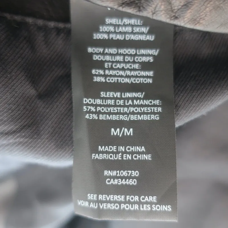 Vince Leather Hooded Bomber Jacket Black Size Medium