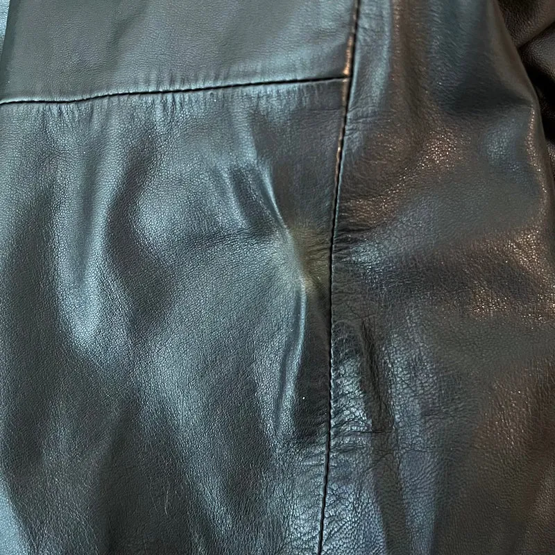 Vince Leather Hooded Bomber Jacket Black Size Medium