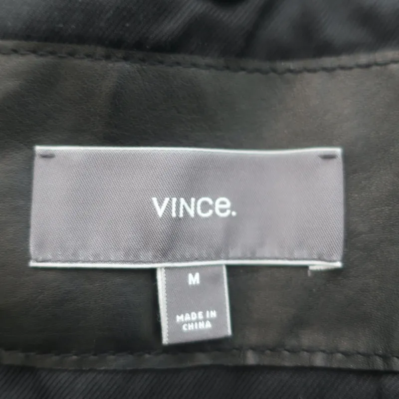 Vince Leather Hooded Bomber Jacket Black Size Medium