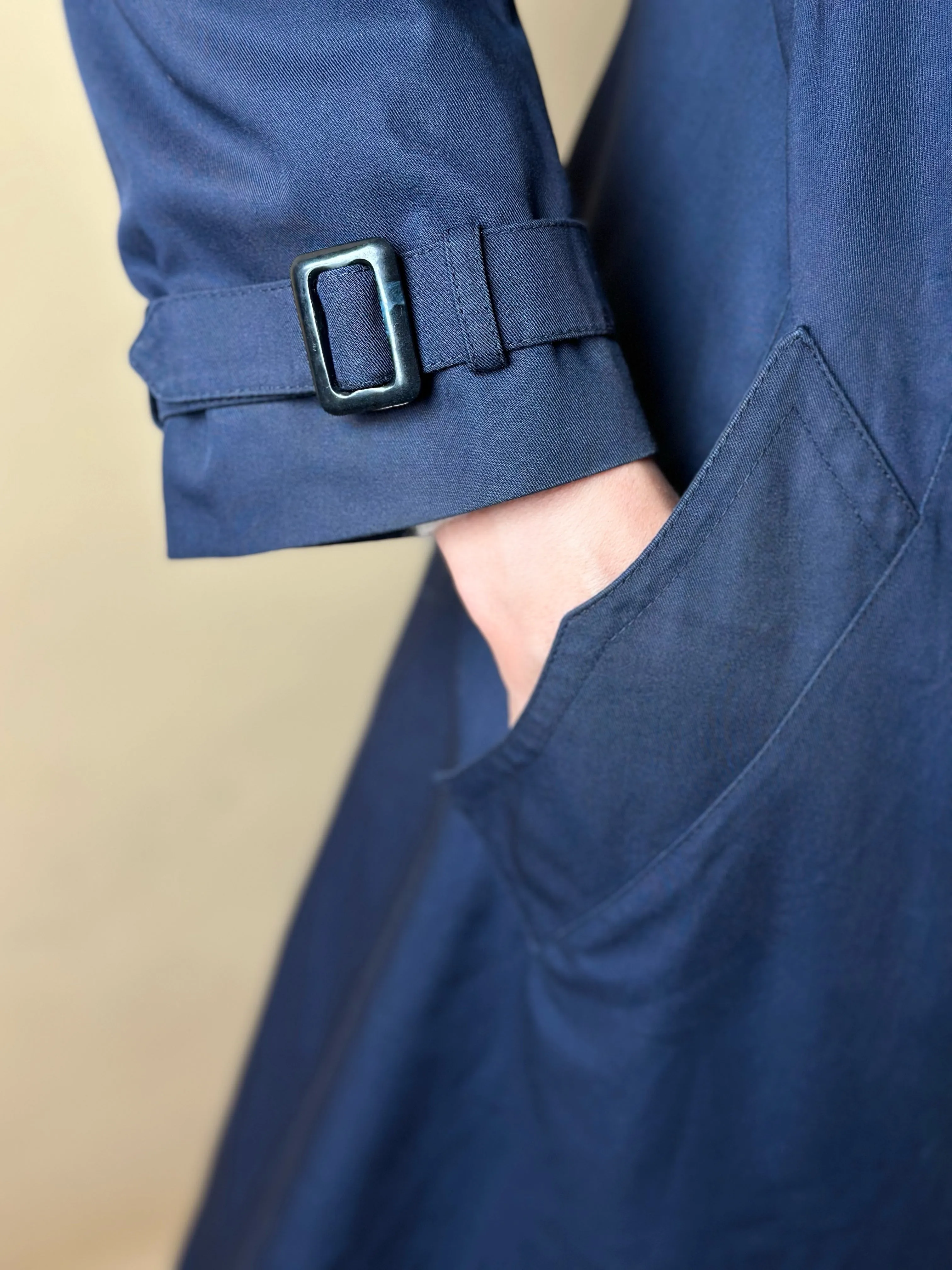Vintage Sealup Navy Blue Trench Coat