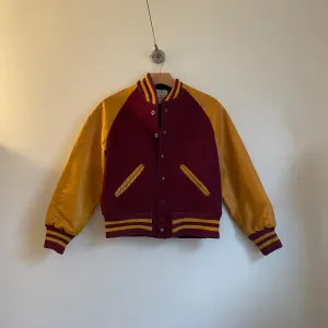 Vintage Wool and Leather Varsity bomber jacket // Youth Size 14 // retro sporty athletic hip hop street style (HT2323)