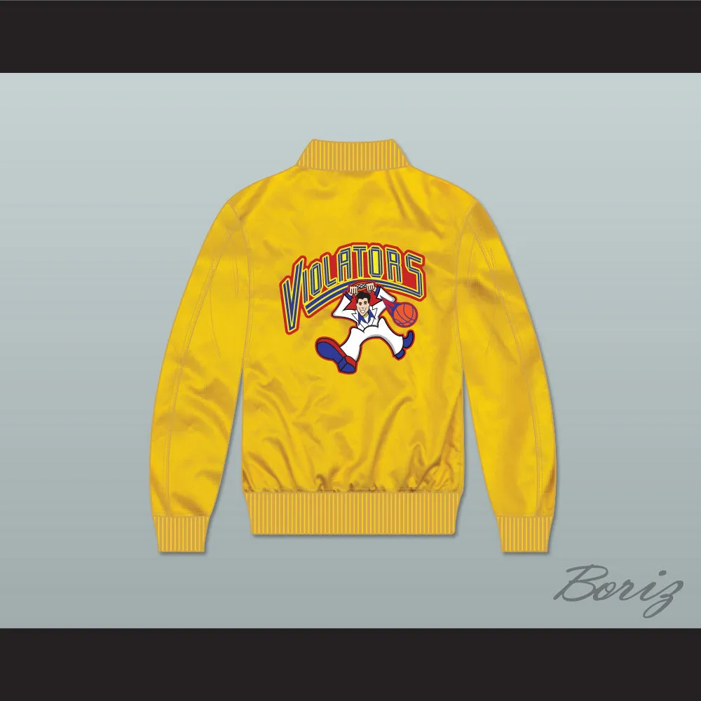 Violators Basketball 7th Annual Rock N' Jock B-Ball Jam 1997 Yellow Varsity Letterman Satin Bomber Jacket