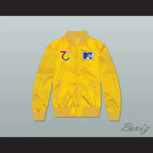 Violators Basketball 7th Annual Rock N' Jock B-Ball Jam 1997 Yellow Varsity Letterman Satin Bomber Jacket