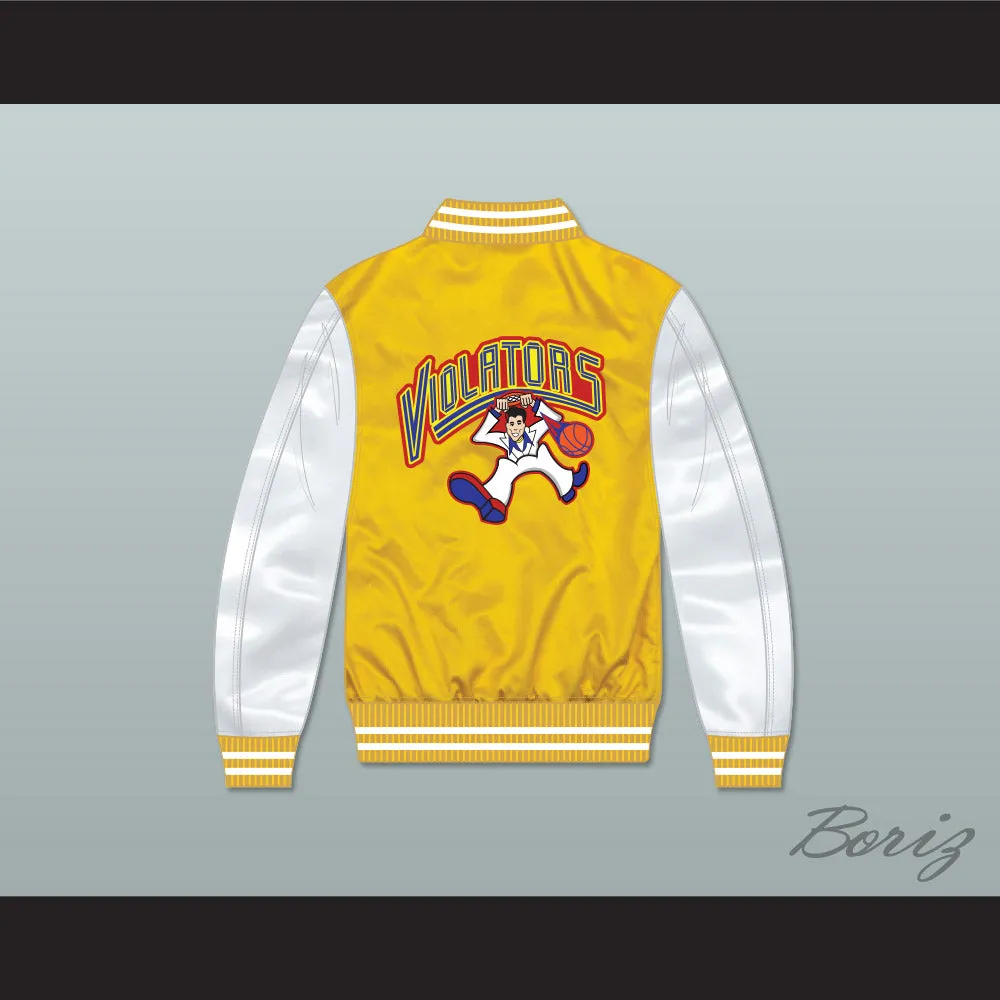 Violators Basketball 7th Annual Rock N' Jock B-Ball Jam 1997 Yellow/ White Varsity Letterman Satin Bomber Jacket