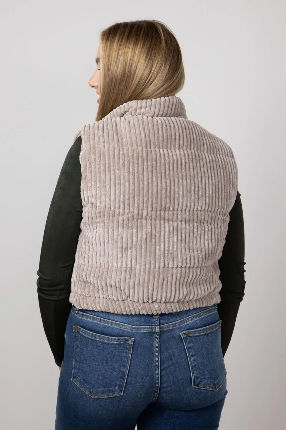 Wide Corded Puffer Vest for Women in Atmosphere | 55245-ATMOSPHERE