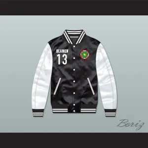 Willie Beamen 13 Miami Sharks Black/ White Varsity Letterman Satin Bomber Jacket